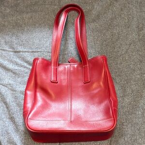 Coach Red Leather Tote Bag